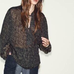 Zara Metallic Thread Boho Blouse – Multicolor – Size S – NWT